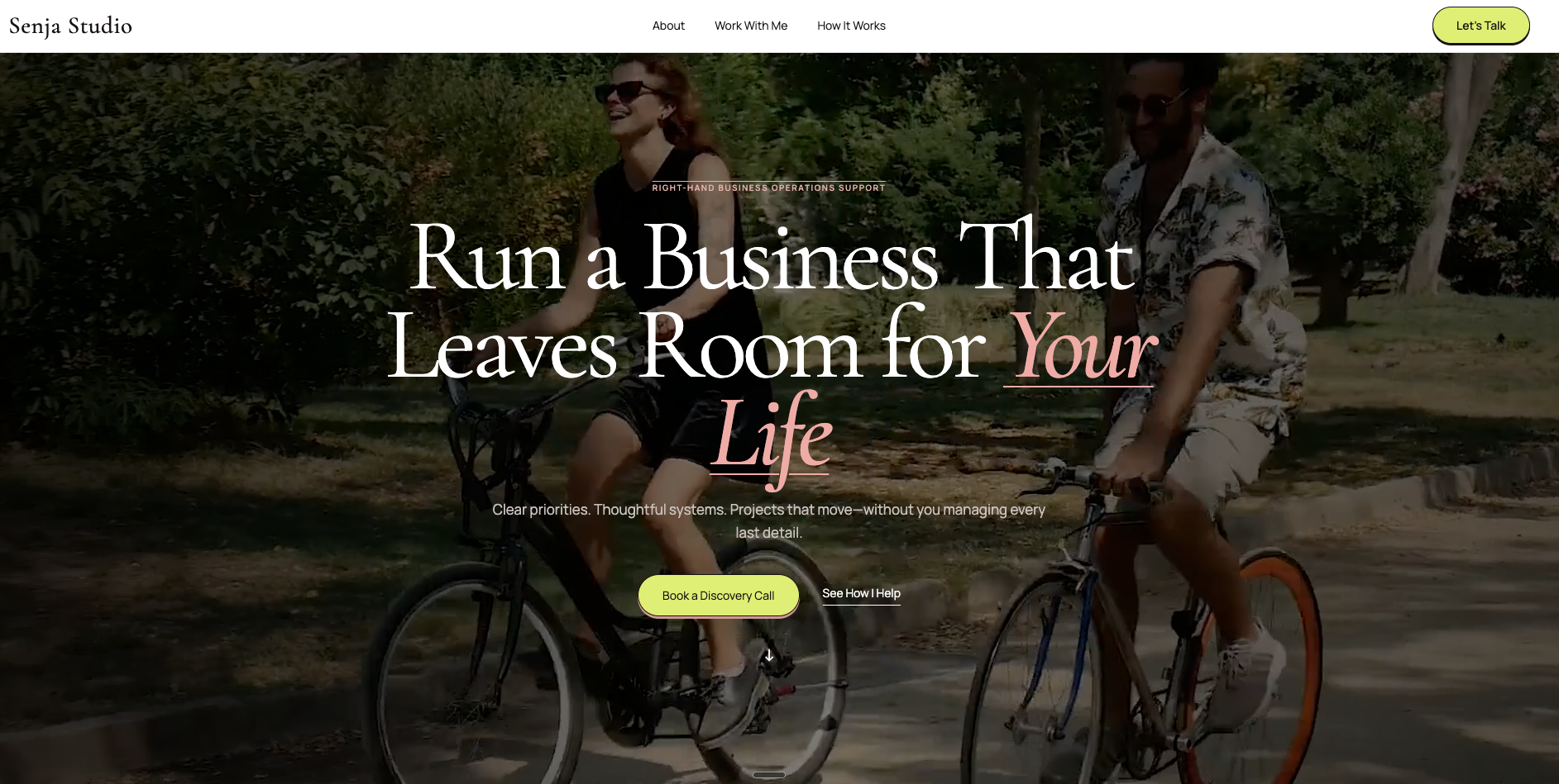 The finished Senja Studio website with its discovery-call pathway