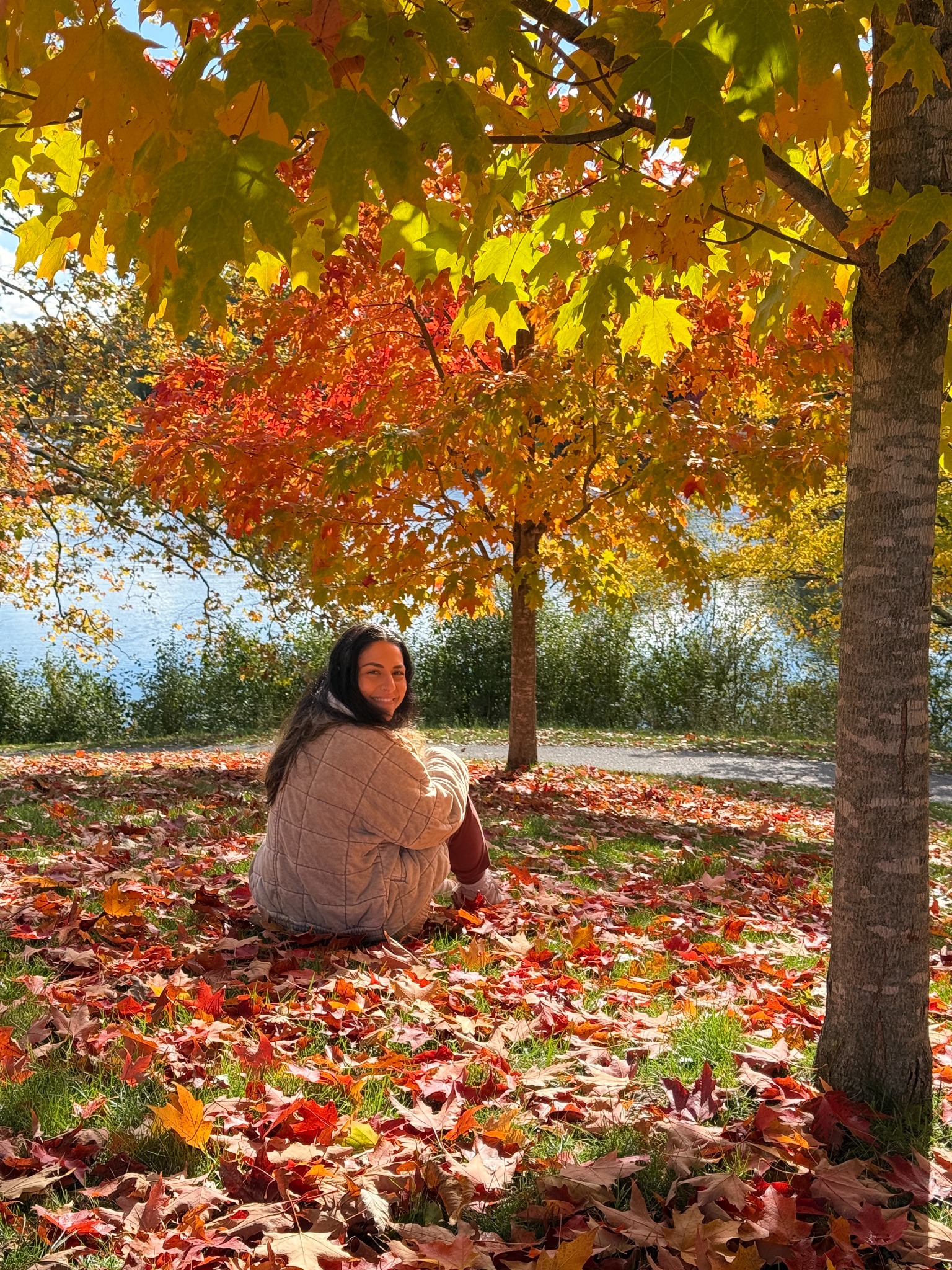 Pamela enjoying an autumn day outdoors